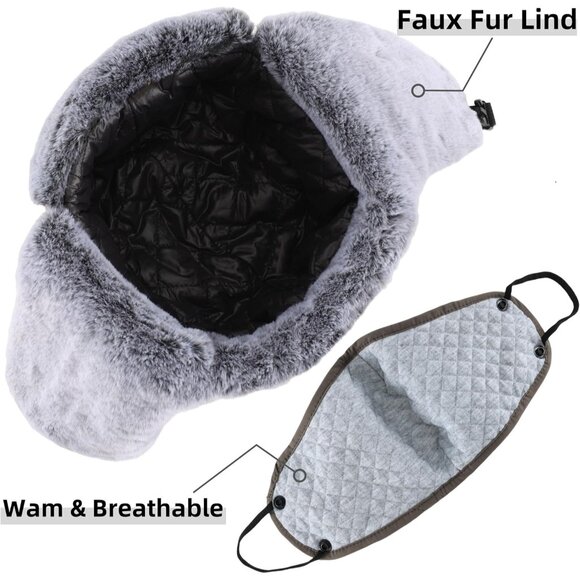 Water Repellent Trapper Hat for Men Women with Face Mask for Cold Weather - Picture 4 of 7